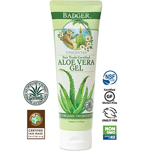 Badger - Aloe Vera Gel, Unscented, 96% Pure Aloe Vera Juice, Mois...