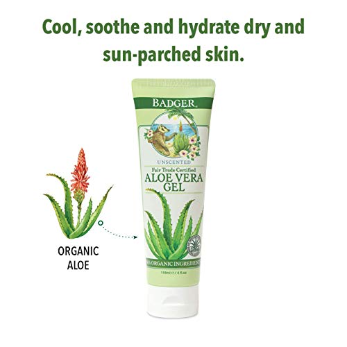 Badger - Aloe Vera Gel, Unscented, 96% Pure Aloe Vera Juice, Mois...