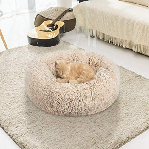 BAIXIXIG Soft Plush Round Donut Pet Bed is Suitable for Small and...