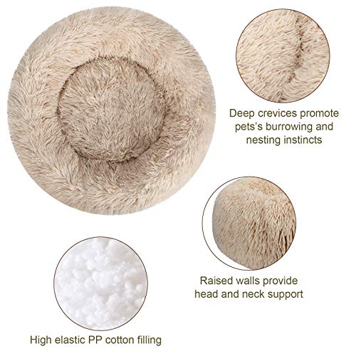 BAIXIXIG Soft Plush Round Donut Pet Bed is Suitable for Small and...