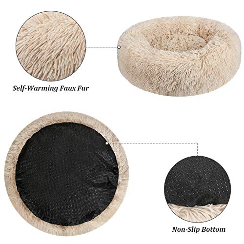 BAIXIXIG Soft Plush Round Donut Pet Bed is Suitable for Small and...