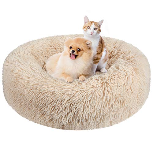 BAIXIXIG Soft Plush Round Donut Pet Bed is Suitable for Small and...