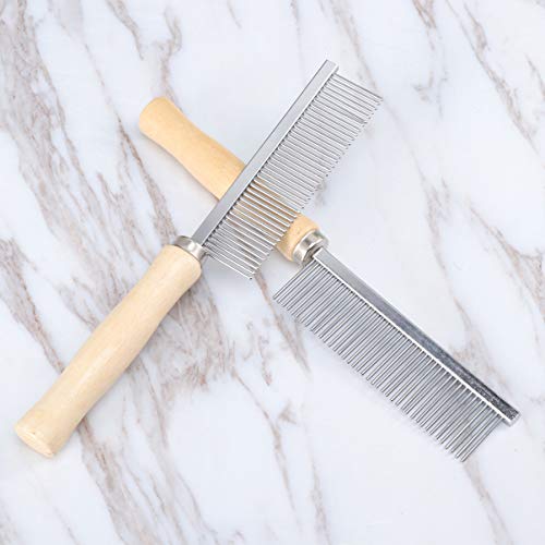 balacoo 2pcs Pet Comb Stainless Steel Wood Handle Cat Grooming Co...