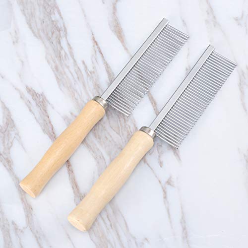 balacoo 2pcs Pet Comb Stainless Steel Wood Handle Cat Grooming Co...