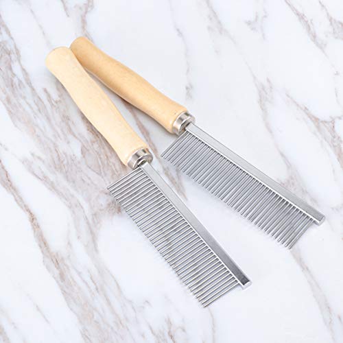 balacoo 2pcs Pet Comb Stainless Steel Wood Handle Cat Grooming Co...