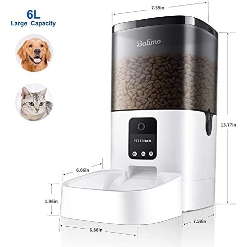 Balimo 6L Automatic Pet Feeder with 1080P HD WiFi Camera, App Con...