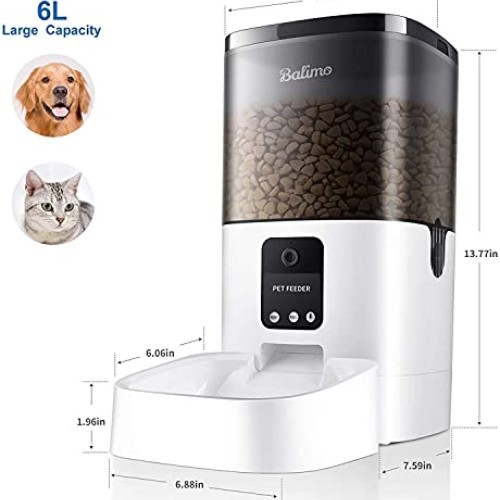 Balimo 6L Automatic Pet Feeder with 1080P HD WiFi Camera, App Con...