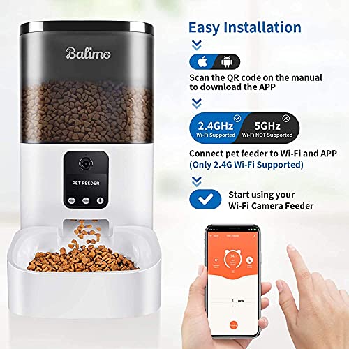 Balimo 6L Automatic Pet Feeder with 1080P HD WiFi Camera, App Con...