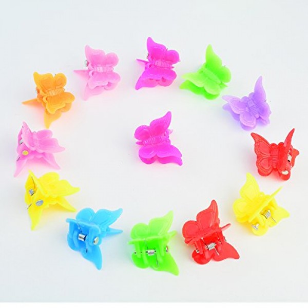 100 Packs Assorted Color Butterfly Hair Clips, Bantoye Girls Beau...