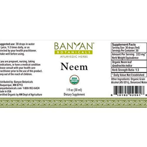Banyan Botanicals Neem Liquid Extract - Certified Organic, 1 oz