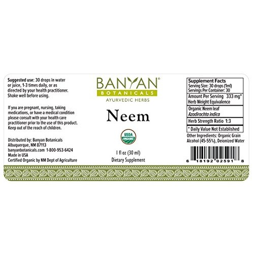Banyan Botanicals Neem Liquid Extract - Certified Organic, 1 oz