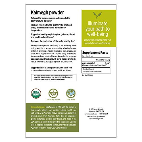 Banyan Botanicals Organic Kalmegh Powder - Andrographis paniculat...