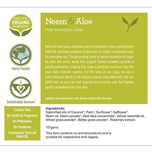 Banyan Botanicals Organic Neem & Aloe Soap - With Wheat Grass Pow...