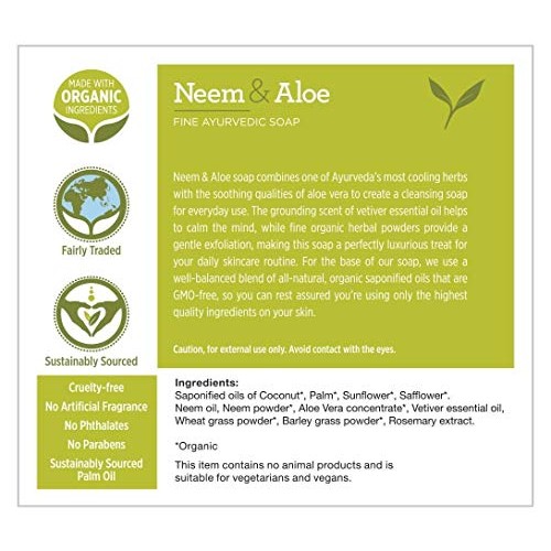 Banyan Botanicals Organic Neem & Aloe Soap - With Wheat Grass Pow...