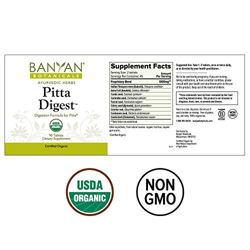 Banyan Botanicals Pitta Digest - USDA Organic, 90 Tablets - Cooli...