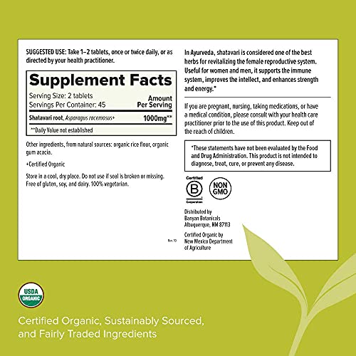 Banyan Botanicals Shatavari Supplements – Organic Shatavari Root ...