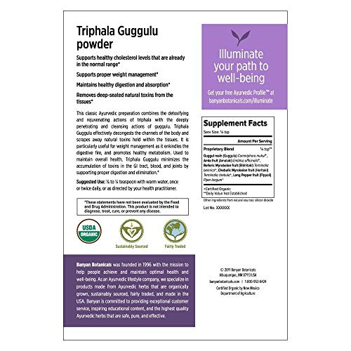 Banyan Botanicals Triphala Guggulu Powder - Certifed Organic, 1/2...