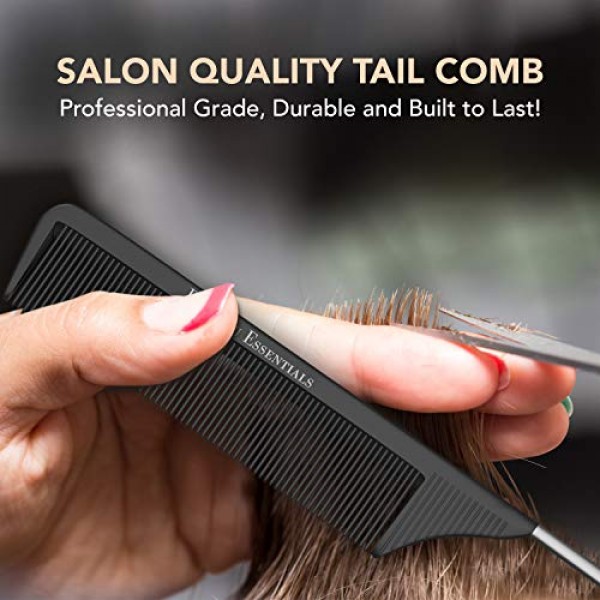 Professional 8.8 Inch Tail Comb - Black Carbon Fiber And Stainles...