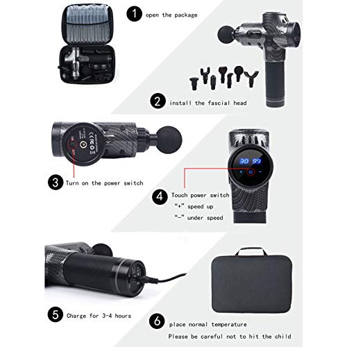 Muscle Massage Gun, 6 Heads and 30 Gears Speed Hand-Held Massage ...