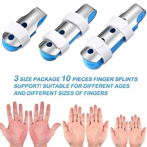 10 Pieces Finger Splints Metal Padded Finger Support Finger Stabi...