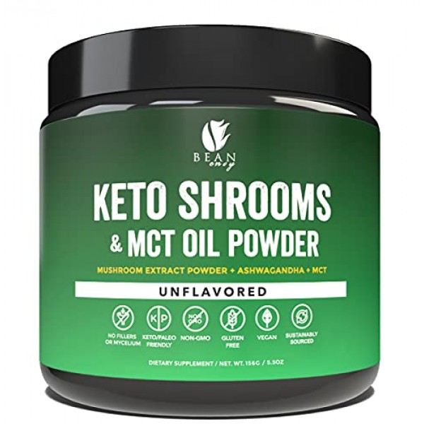 Bean Envy Keto Shrooms – Mushroom Extract Root Powder & MCT Oil P...
