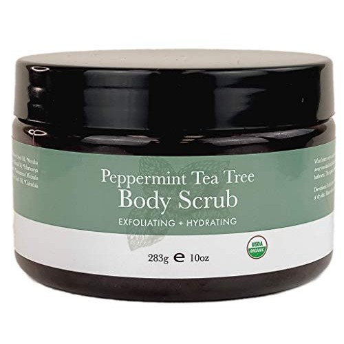 Organic Body Scrub - Peppermint Tea Tree Sugar Scrub Hydrating Ex...