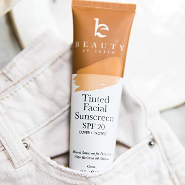 Tinted Sunscreen for Face - SPF 20 With Natural & Organic Ingredi...
