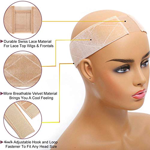 Elastic Non Slip Lace Wig Grip Head Band for Women with 4PCS Wig ...