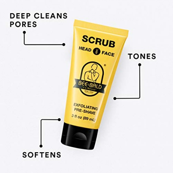 BEE BALD SCRUB Exfoliating Pre-Shave deep cleans and removes pore...
