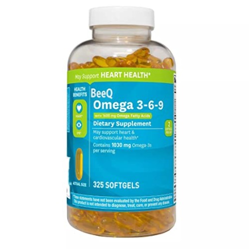 BeeQ Omega 3-6-9 Dietary Supplement 325 ct. May Support Heart &...