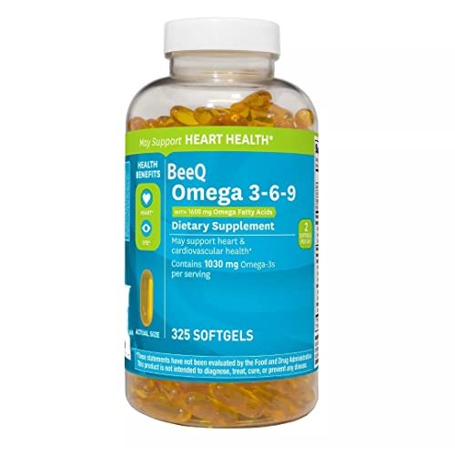 BeeQ Omega 3-6-9 Dietary Supplement 325 ct. May Support Heart &...
