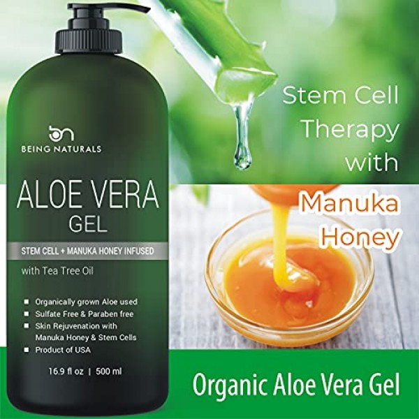 Aloe vera Gel - from 100% Pure Organic Aloe Infused with Manuka H...
