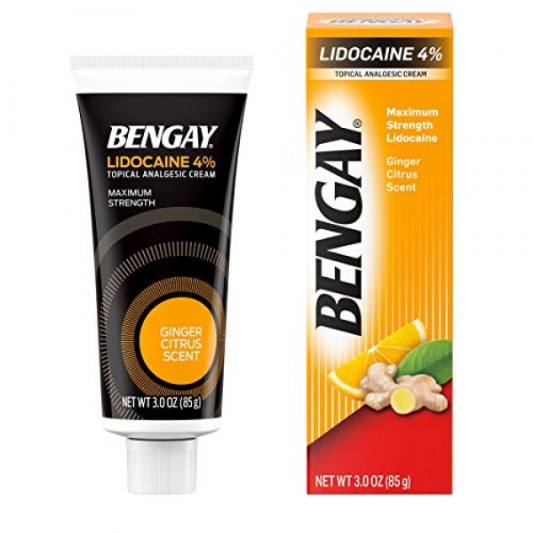 Bengay Pain Relieving Lidocaine Cream, Non-Greasy Topical Analges...