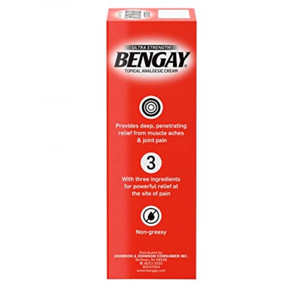 Bengay Ultra Strength Topical Pain Relief Cream, Non-Greasy Analg...