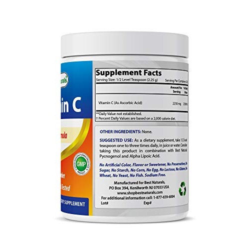 Best Naturals 100% Pure Vitamin C Powder 1 lb 454 Grams Powder ...