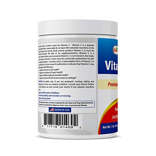 Best Naturals 100% Pure Vitamin C Powder 1 lb 454 Grams Powder ...
