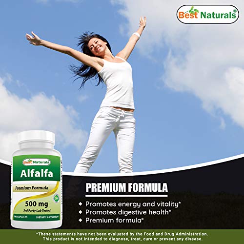 Best Naturals Alfalfa Green Super Food 500 mg 180 Capsules