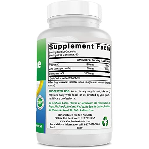 Best Naturals Berberine Plus 1000mg per Serving 120 Capsules