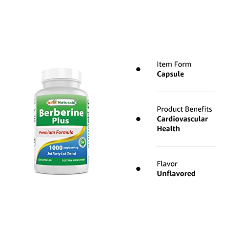 Best Naturals Berberine Plus 1000mg per Serving 120 Capsules