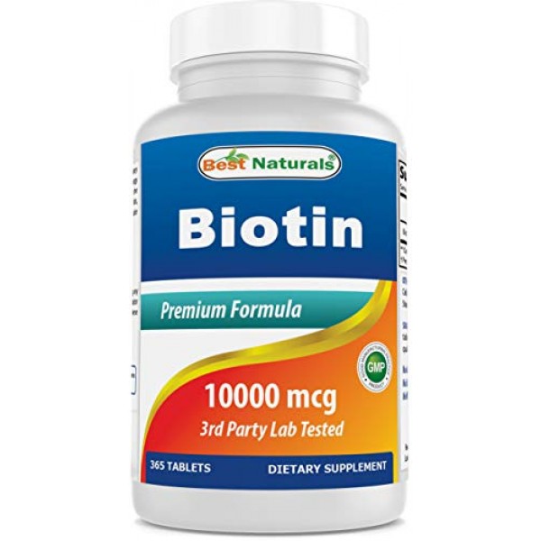 Best Naturals Biotin Also Called Vitamin B7, 10,000 mcg, 365 Da...