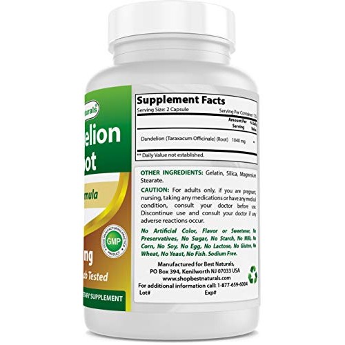 Best Naturals Dandelion Root 520 mg 250 Capsules