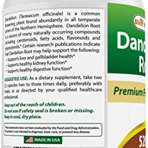 Best Naturals Dandelion Root 520 mg 250 Capsules