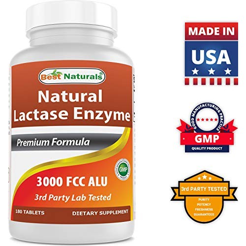 Best Naturals Fast Acting Lactase Enzyme Tablet, 3000 Fcc Alu, 18...