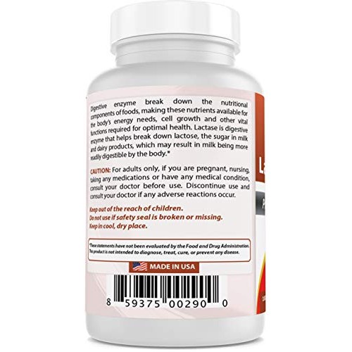 Best Naturals Fast Acting Lactase Enzyme Tablet, 3000 Fcc Alu, 18...