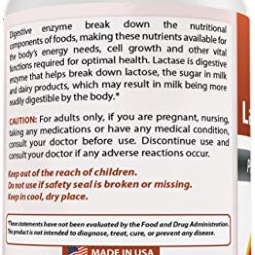 Best Naturals Fast Acting Lactase Enzyme Tablet, 3000 Fcc Alu, 18...