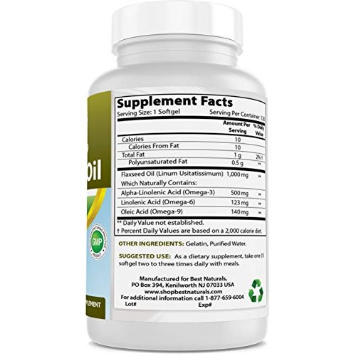 Best Naturals Flaxseed Oil 1000 mg 120 Softgels