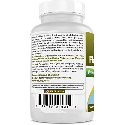 Best Naturals Flaxseed Oil 1000 mg 120 Softgels