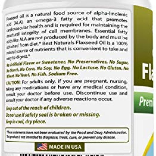 Best Naturals Flaxseed Oil 1000 mg 120 Softgels
