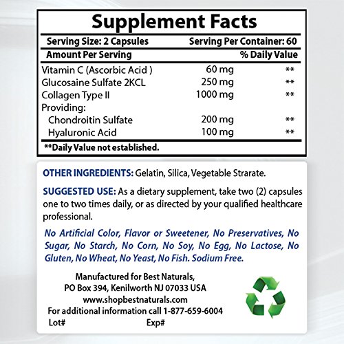 Best Naturals Hyaluronic Acid 100 mg 120 Capsules - Support Healt...