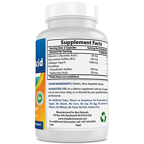 Best Naturals Hyaluronic Acid 100 mg 120 Capsules - Support Healt...